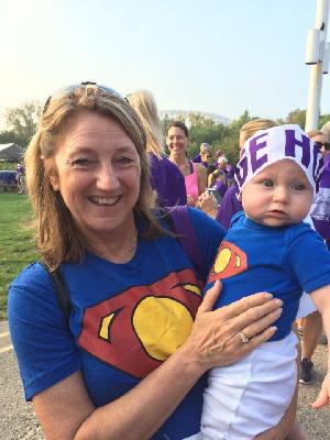 Mamaw and Addy walking for Papaw