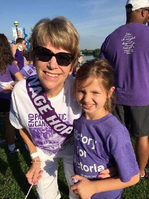Victoria and one of her granddaughters at 2017 PurpleStride