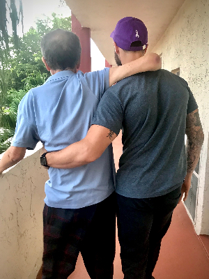Lou with his son, Justin.