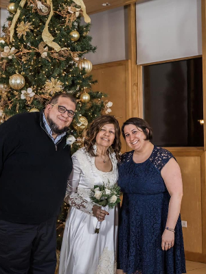 My brother and I with my Mom on her wedding day. Less than a year before her passing.
