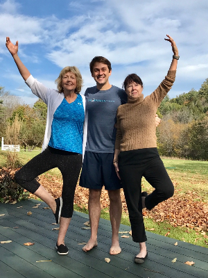 Sue, my mom, and I doing yoga in Vermont