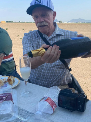 Dad celebrating his birthday after a Hot Air Balloon ride