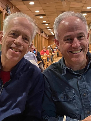 My brother Paul and I enjoying a great seafood dinner in 2021!