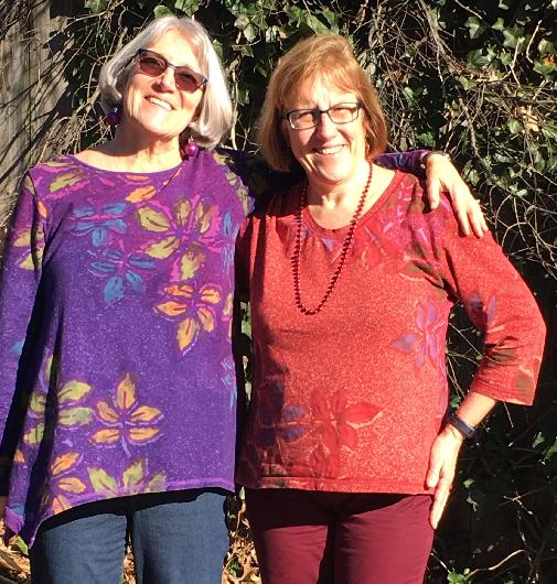 Laurie is on the left in purple, Susan is in red on the right